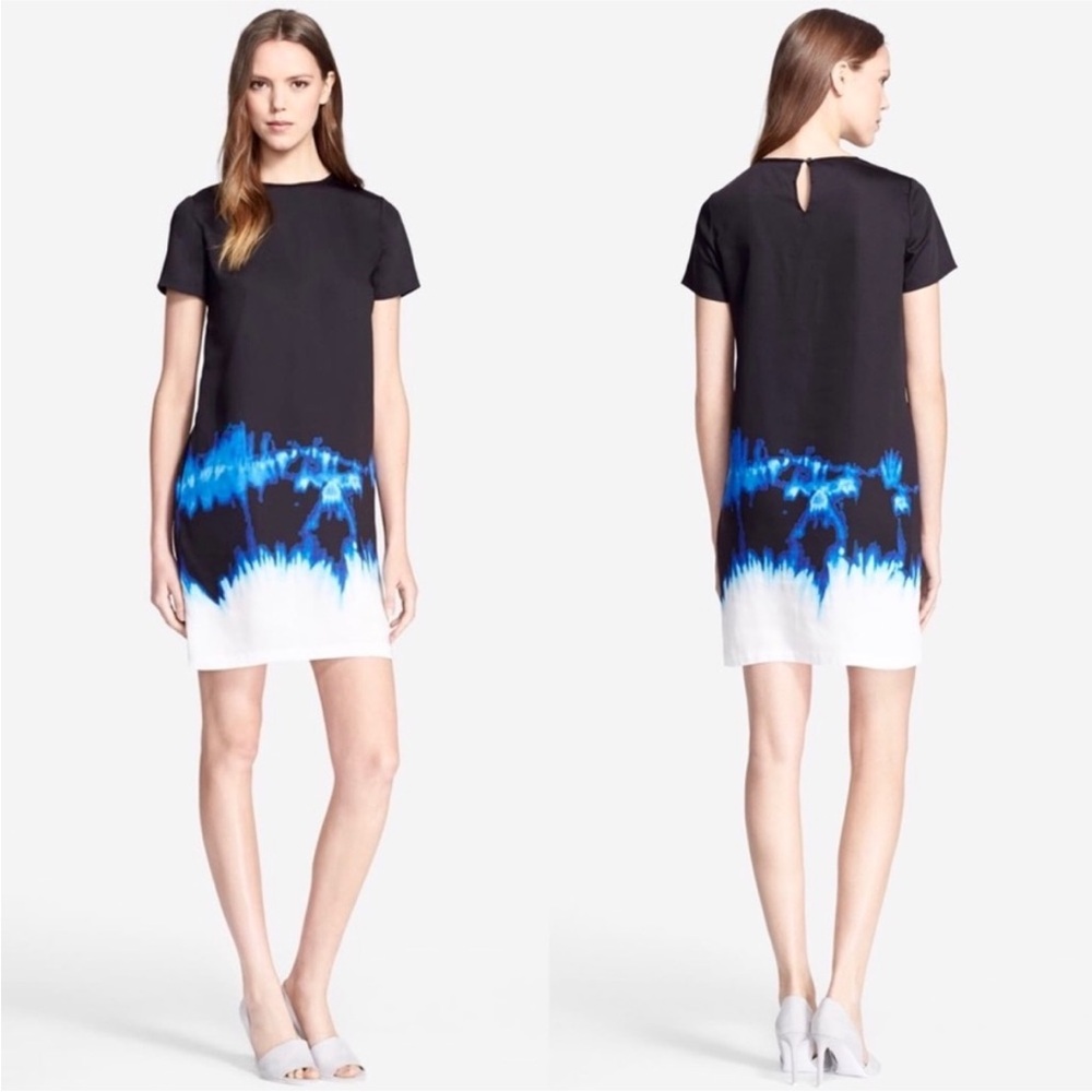 Vince 100% Silk Black and Blue Sheath Mini Dress